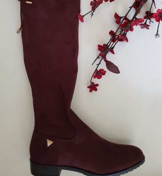 GUESS Knee high tie suede purple boots size 7 NWT - Picture 2 of 5